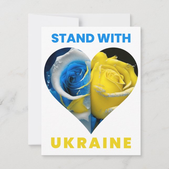 Stand With Ukraine, Ukraine Heart Flag, Ukrainian Card (Front)