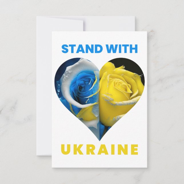 Stand With Ukraine, Ukraine Heart Flag, Ukrainian Thank You Card (Front)