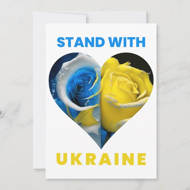 Stand With Ukraine, Ukraine Heart Flag, Ukrainian Thank You Card (Front)