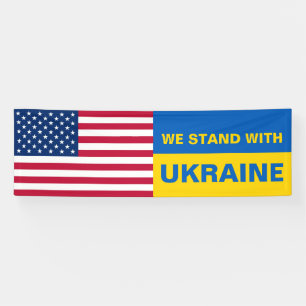 Stand With Ukraine USA American Flag Solidarity Banner