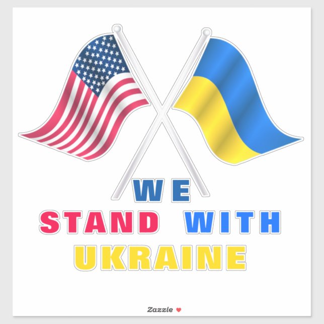 Stand With Ukraine USA and Ukraine Flags Sticker (Sheet)