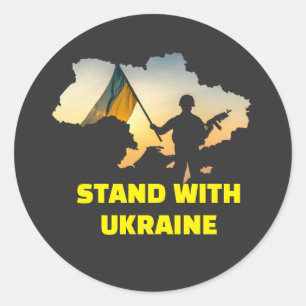 Stand with Ukraine with map Classic Round Sticker