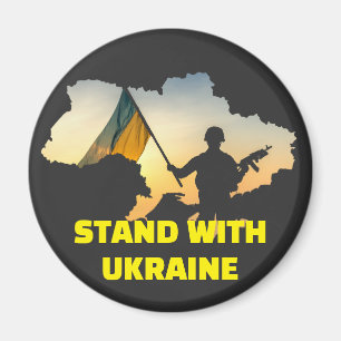 Stand with Ukraine with map Magnet