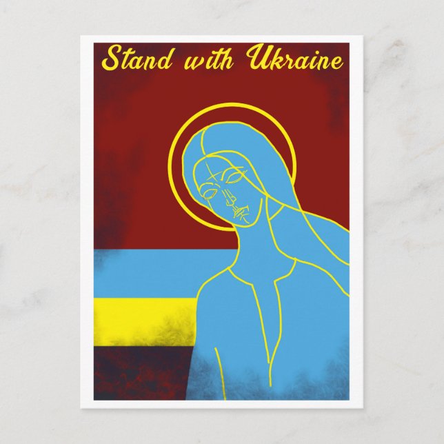 stand with Ukraine "Yellow blue"  peace colourful Holiday Postcard (Front)