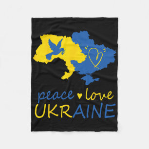 Stand With Ukrainian Peace Love Ukraine Flag Fleece Blanket