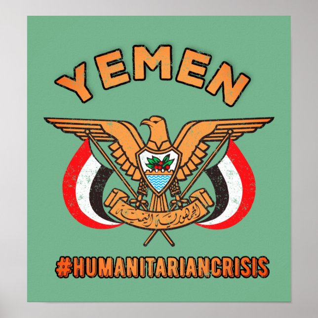 Stand With Yemen, Golden Eagle National Emblem Poster (Front)