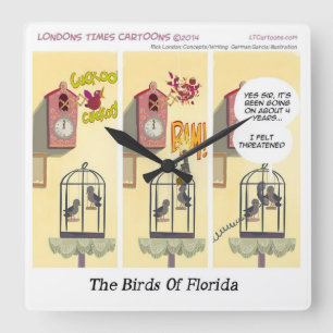 Stand Your Ground Funny Bird With Gun Square Wall Clock