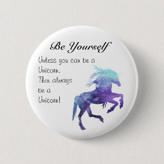 Standard, 2¼ In Round Button teal & purple unicorn