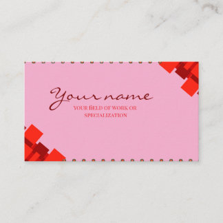Standard, 3.5" x 2.0"Elegant Pink & Red Business C Card