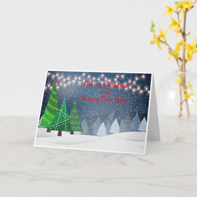 Standard, 5" x 7" Folded Christmas Card (Yellow Flower)