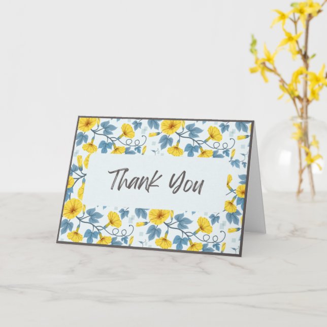 Standard, 5" x 7" Folded Floral Thank You Card (Yellow Flower)