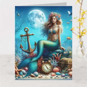 Standard, 5" x 7" Folded Greeting Card Mermaid