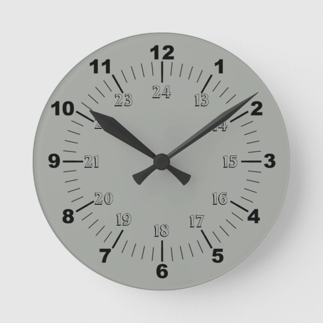 Standard and Military Time Round Clock (Front)