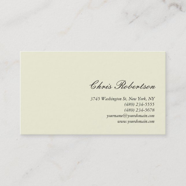 Standard Beige Calligraphy Script Business Card (Front)