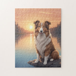Standard Collie by Lake Jigsaw Puzzle