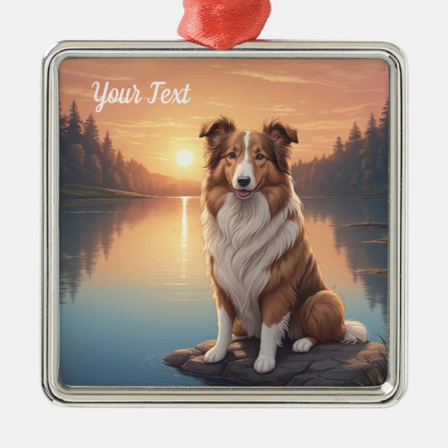 Standard Collie by Lake Metal Ornament (Front)