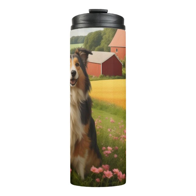 Standard Collie on Farm Thermal Tumbler (Front)
