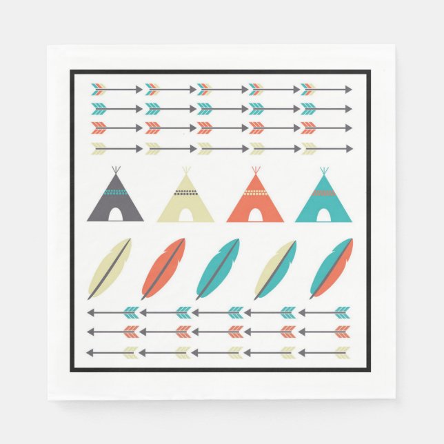Standard Luncheon Paper Napkins - Teepee Tribal (Front)