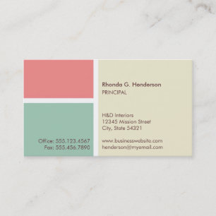 Standard modern colour block beige professional business card