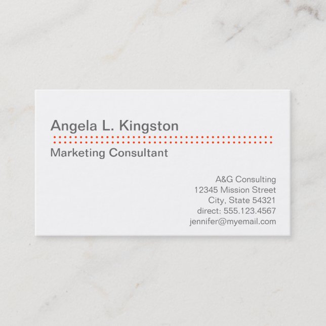 Standard modern micro dot cherry red grey custom business card (Front)