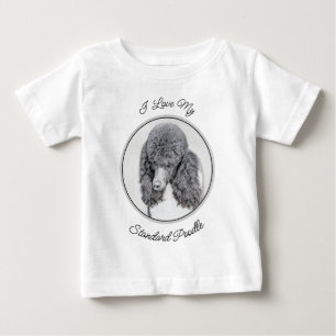 Standard Poodle Black Parti Painting - Dog Art Baby T-Shirt