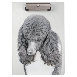 Standard Poodle Black Parti Painting - Dog Art Clipboard