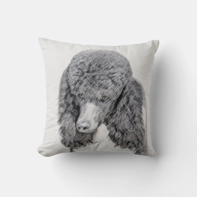 Standard Poodle Black Parti Painting - Dog Art Cushion (Front)
