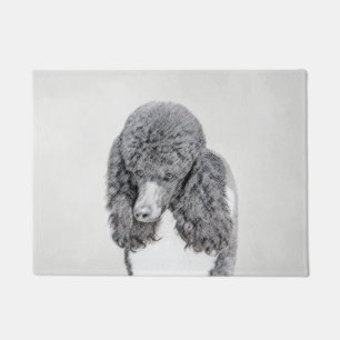 Standard Poodle Black Parti Painting - Dog Art Doormat