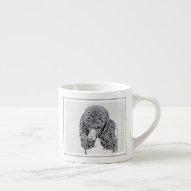 Standard Poodle Black Parti Painting - Dog Art Espresso Cup (Right)