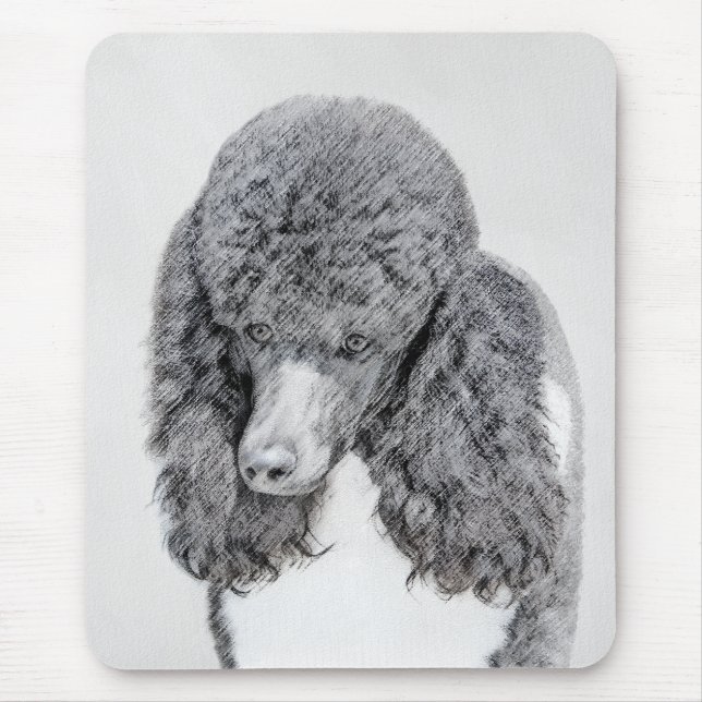Standard Poodle Black Parti Painting - Dog Art Mouse Pad (Front)