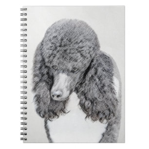 Standard Poodle Black Parti Painting - Dog Art Notebook