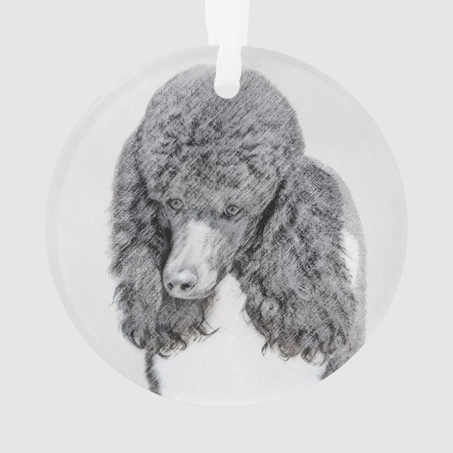 Standard Poodle Black Parti Painting - Dog Art Ornament (Back)