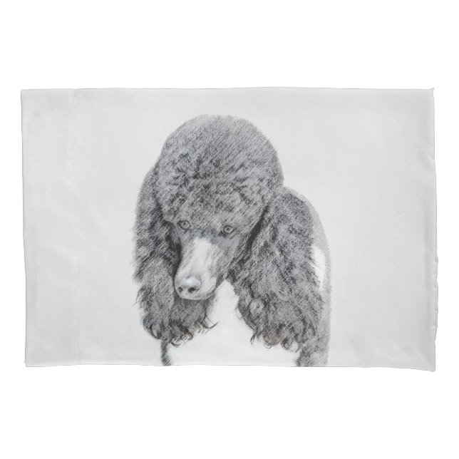 Standard Poodle Black Parti Painting - Dog Art Pillowcase (Front)