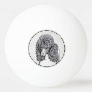 Standard Poodle Black Parti Painting - Dog Art Ping Pong Ball