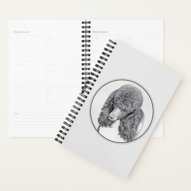 Standard Poodle Black Parti Painting - Dog Art Planner (Display)