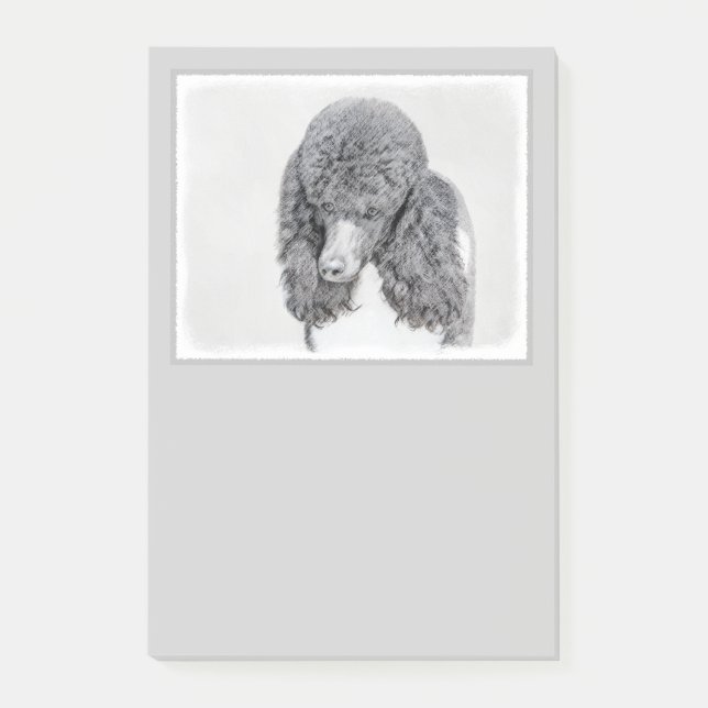 Standard Poodle Black Parti Painting - Dog Art Post-it Notes (Front)