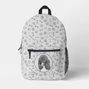 Standard Poodle Black Parti Painting - Dog Art Printed Backpack