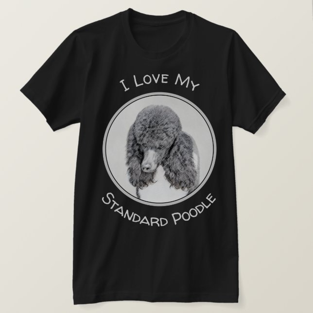 Standard Poodle Black Parti Painting - Dog Art T-Shirt (Design Front)