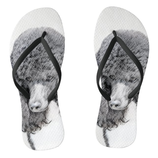 Standard Poodle Black Parti Painting - Dog Art Thongs (Footbed)