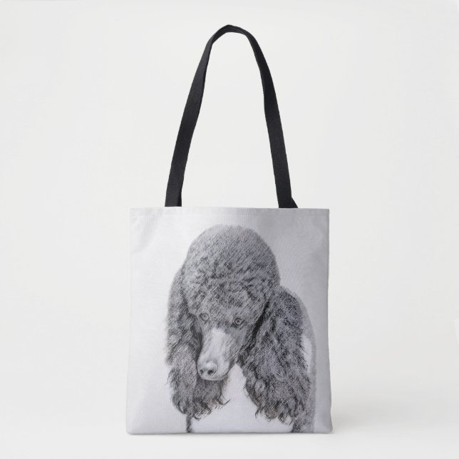 Standard Poodle Black Parti Painting - Dog Art Tote Bag (Front)