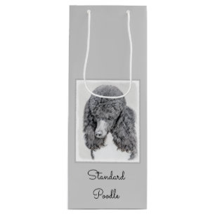 Standard Poodle Black Parti Painting - Dog Art Wine Gift Bag