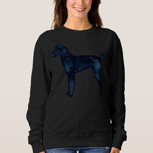 Standard Poodle Dog Breed Silhouette Black Indigo  Sweatshirt (Front)