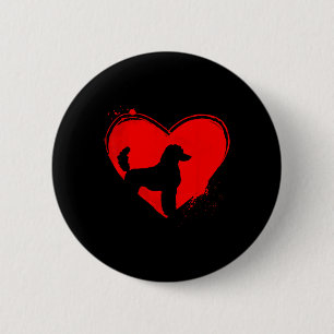 Standard Poodle Dog Heart Shape Valentine Dog Love 6 Cm Round Badge