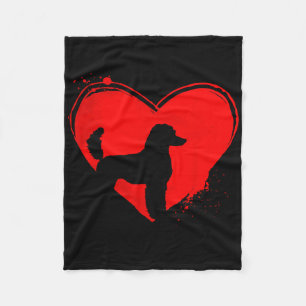Standard Poodle Dog Heart Shape Valentine Dog Love Fleece Blanket