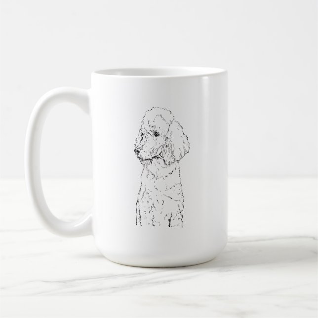 Standard Poodle Dog Illustration - Ink Art Coffee Mug (Left)