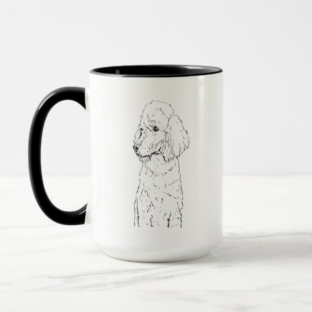 Standard Poodle Dog Illustration - Ink Art Mug (Left)