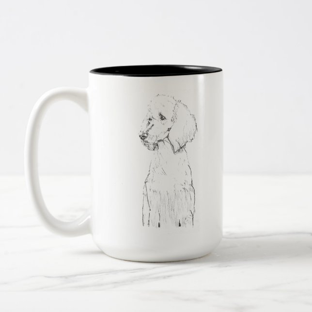 Standard Poodle Dog Pet Portrait  Two-Tone Coffee Mug (Left)