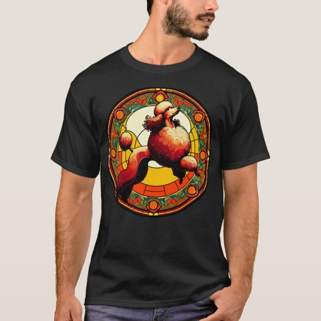 Standard Poodle Dog Prancing Poodle Art Nouveau St T-Shirt (Front)