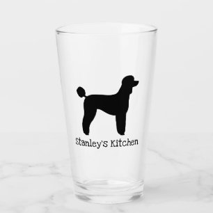 Standard Poodle Dog Silhouette Personalised Glass