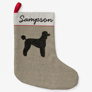 Standard Poodle Dog Silhouette Personalised Xmas Small Christmas Stocking
